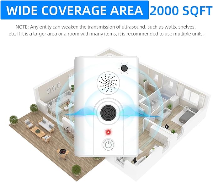 2Pack Upgraded Bat Repellent Deterrent Devices for Attic, Ultrasonic Bat Repellent for Indoor Use, Plug in Bat Deterrent System Bats Keep Away for Home, Friendly to Pet & Human