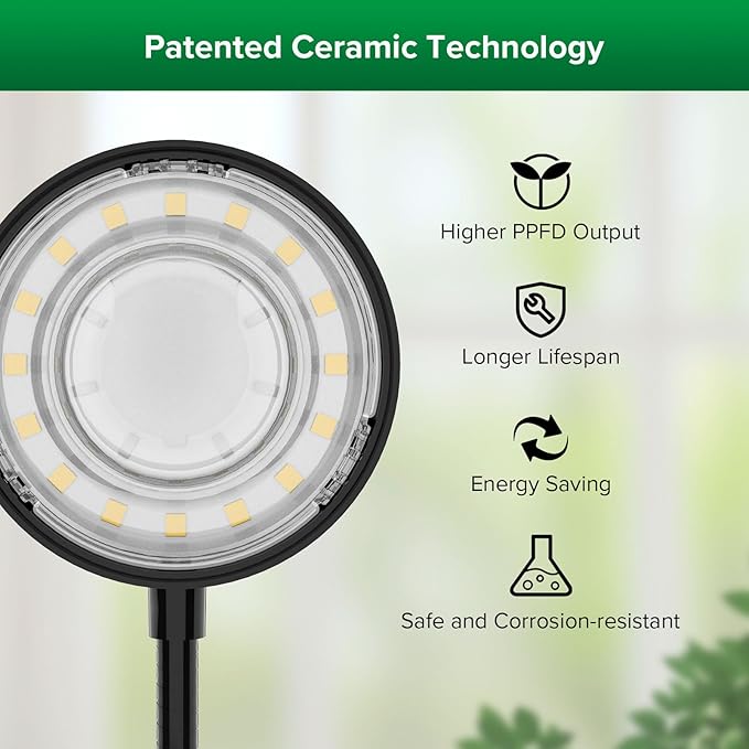 SANSI Grow Lights for Indoor Plants, 4 Head Dimmable Plant Lights for Indoor Growing, 40W 35"-65" Adjustable Standing Plant Grow Lights Indoor Tripod Auto On/Off Timer Grow Light