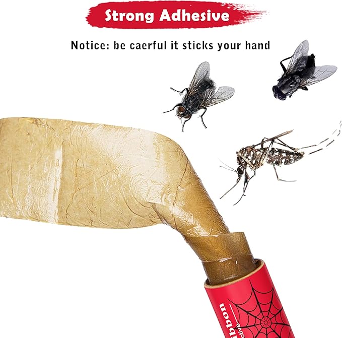 Stingmon 40 Pack Fly Trap, Fruit Fly Traps Indoor for Home, Fly Traps Outdoor Hanging, Flying Insect Trap, Fly Strips Tape Paper Ribbon, Gnat Traps for Bug, Insect, Pest, Mosquito, Red