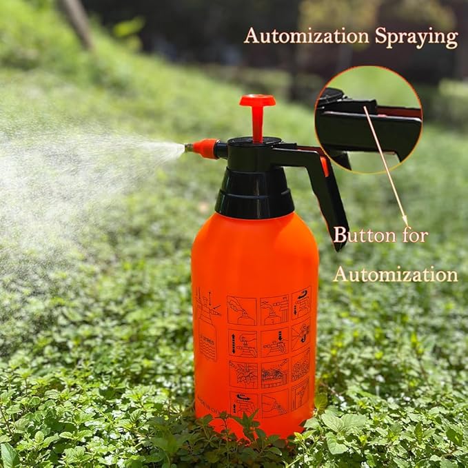 3L Garden Sprayer, Handheld Pump Weed Sprayer 0.8Gallon Hand Pressure Sprayer (3L-2PCS-Orange)