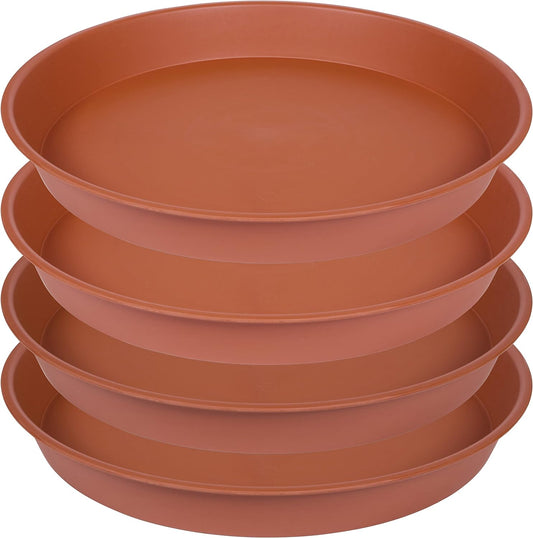 4 Pack of 10 inch Plant Saucer, Bird Bath Bowl 10 inch, Plant Tray for Pots, Plant Saucers for Indoors, Plant Trays for Planter 8"/9"/10" (10 inch, Terracotta)
