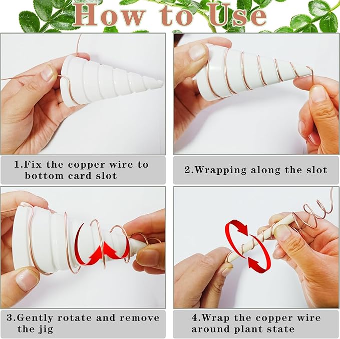 Electroculture Gardening Copper Kit with 12 pcs Wooden Plant Stakes Antennas, 16 Gauge 32.8 Ft 99.9% Pure Copper Wire, 2 pcs Fibonacci Coil Winding Jigs for Garden Plants Vegetables Growing