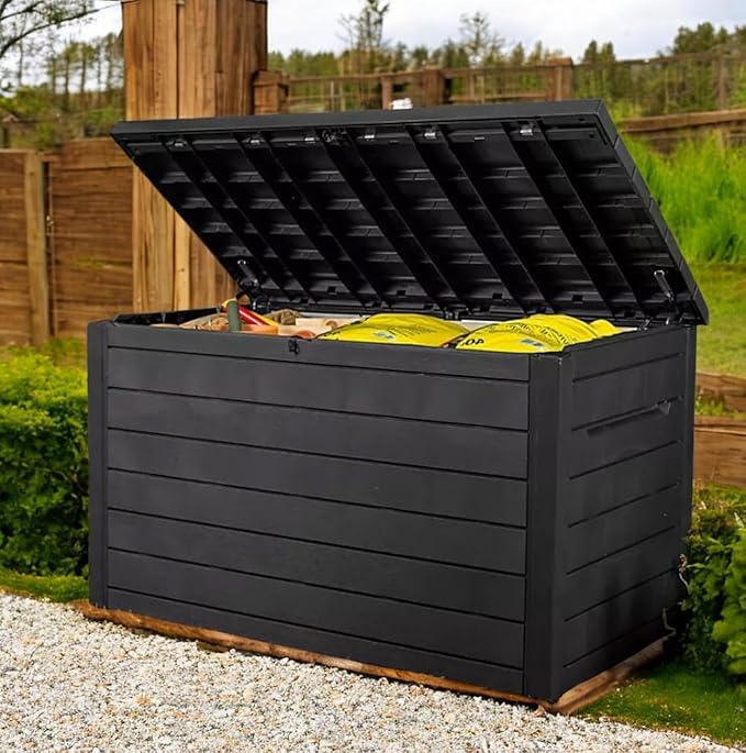 Outdoor Storage Box with Lockable Lid - Weather-Resistant and Stylish (Graphite, 230-Gallon)