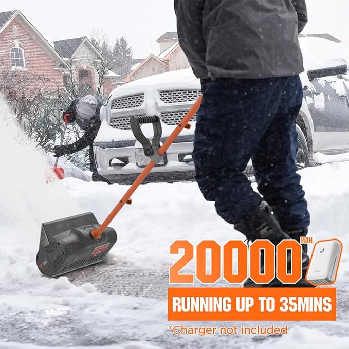 Litheli Cordless Electric Snow Shovel, 20V 12-Inch Snow Thrower with Adjustable Auxiliary Handle, Battery Powered Snow Blower, 4.0Ah Battery Included ﻿