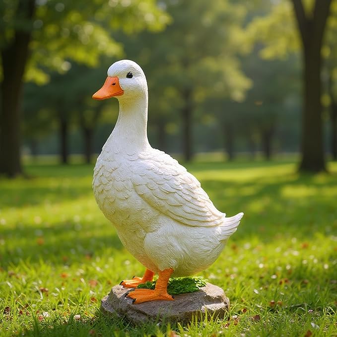 Elenon Goose Statue Garden Decorative, 11 inch High Adorable Flower Bed Outdoor Decor, Yard Patio Art Decor Sculptures Table Ornament