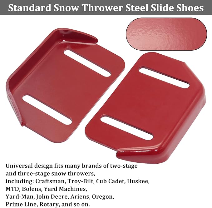 KOOTANS 1pair 784-5580 Snow Thrower Slide Plate Shoes Heavy Duty Metal Snow Blower Slide Skids Replace for MTD 784-5580-0637 Cub Cadet Yardman Troy Bilt Craftsman, for Stens 780-420 (Red)
