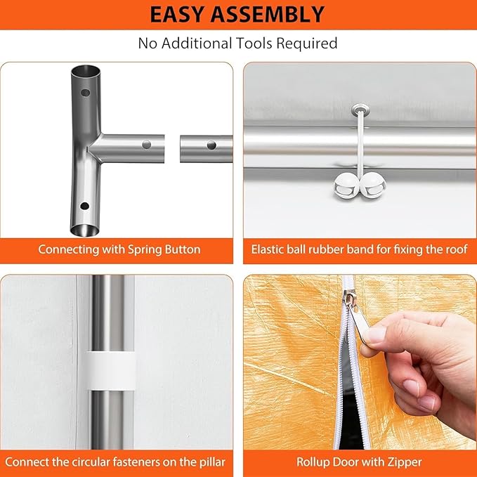 Garvee 13x20 Heavy Duty Carport Canopy, Galvanized Steel Frame Car Port with Waterproof PE Tarp, 4 Doors & 4 Windows, All Weather Portable Garage for Car Boat Truck, Yellow