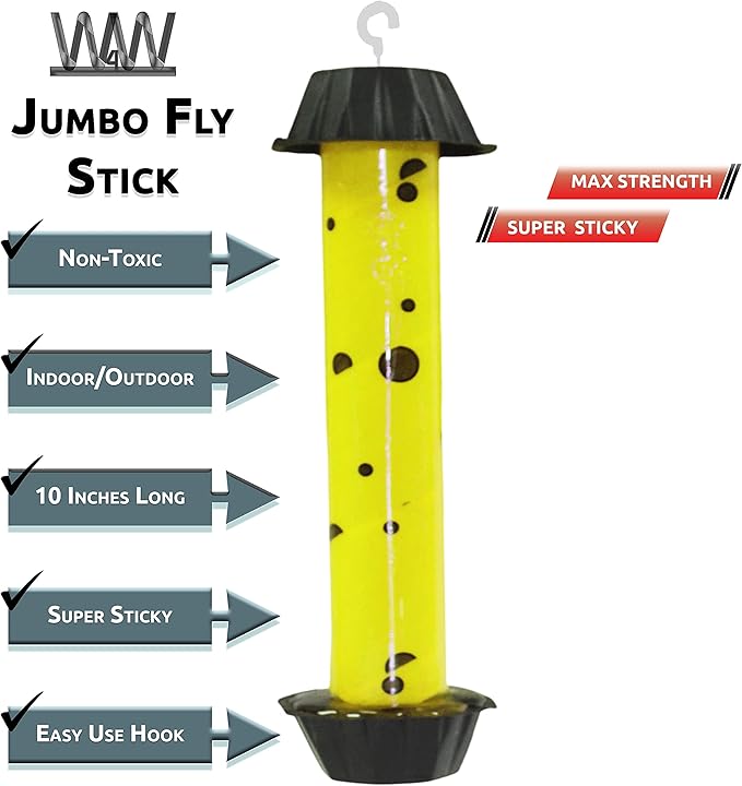 W4W, Jumbo Fly Stick- Super Sticky Fly Trap, Bugs Flies & Insects (3 Traps Included)-[3 Pack]