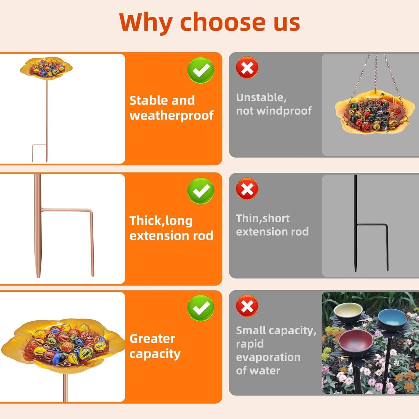 Bee Watering Station-Golden Butterfly Puddler Bee Bath & Feeder with Metal Stakes - 30 Glass Marbles, Vivid Flower Design, Garden Yard Decor (Golden-2PACK)