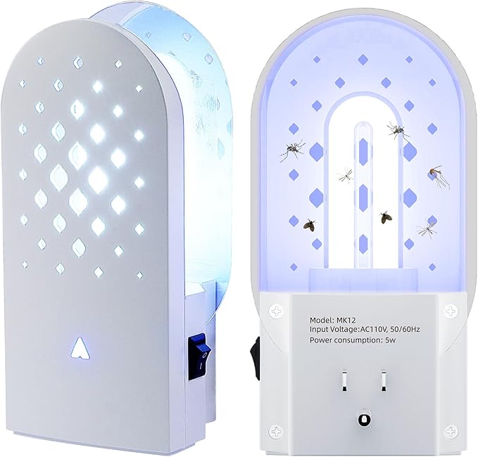 Lulu Home Flying Insect Trap Indoor, 365nm Plug-in Bug Light Catcher with 5 Reversible Sticky Pads for Mosquitos, Moths, Fruit Flies, Gnats - Fly Insect Trap for Home & Office