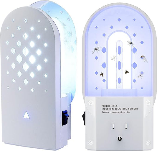 Lulu Home Flying Insect Trap Indoor, 365nm Plug-in Bug Light Catcher with 5 Reversible Sticky Pads for Mosquitos, Moths, Fruit Flies, Gnats - Fly Insect Trap for Home & Office