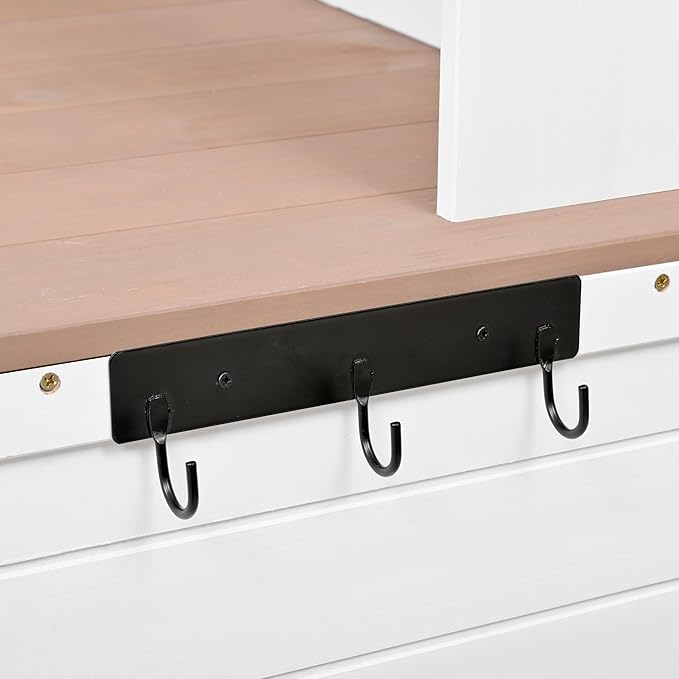 Outdoor Potting Bench, 100% Fir Wood Garden Work Table with Hutch, Drawer & Adjustable Shelves, Rustic Planting Station for Backyard, 50.2"x19.7"x66.1" (White, 66.1''H)