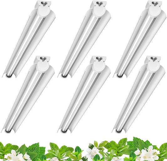 Barrina Grow Lights for Indoor Plants, 3FT 5000K Daylight White Full Spectrum Plant Lights, 180W(6 x 30W, 1000W Equivalent), T8 Grow Light Bulbs, LED Grow Light Strips, Linkable Design, 6-Pack