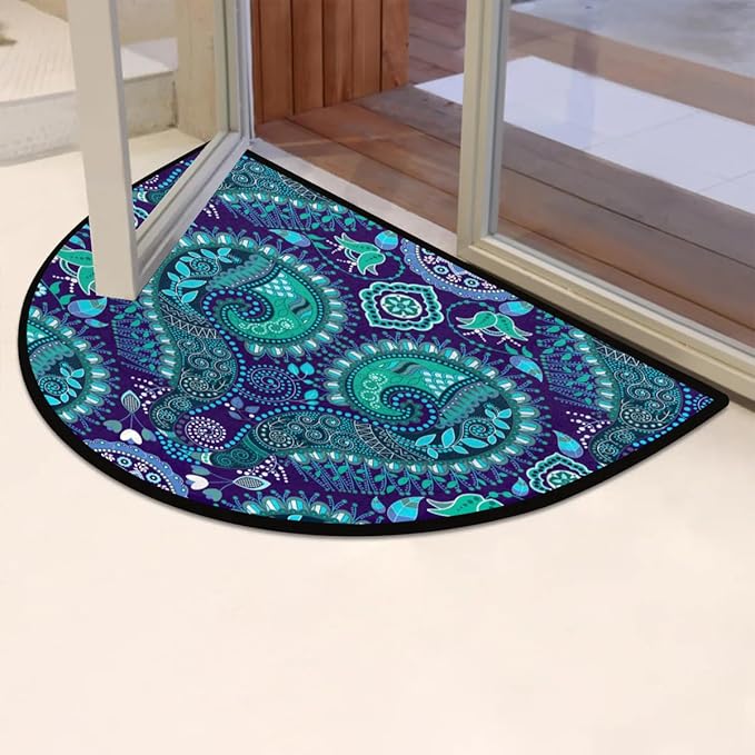 cfpolar Half Round Door Mat, Ocean Boho Semicircle Door Mats, Non Slip Area Rug Soft Doormat for Front Door Indoor Entrance Welcome Mat for Garage Patio Home Decor 24 x 36 in