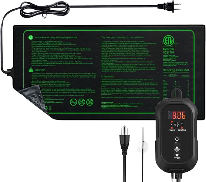 20"x 10" Seedling Heat Mat with Digital Thermostat Combo Set,ETL Certified and Durable Waterproof Warm Hydroponic Heat Mat for Germination,Indoor Gardening,Brewing and Greenhouses
