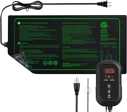 20"x 10" Seedling Heat Mat with Digital Thermostat Combo Set,ETL Certified and Durable Waterproof Warm Hydroponic Heat Mat for Germination,Indoor Gardening,Brewing and Greenhouses
