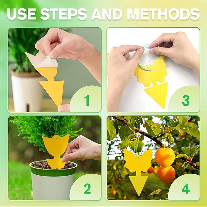36 Pcs Combo Sticky Traps for Fungus Gnat (Plants), Flying Insect, Whitefly and Fly, Yellow Sticky Insect Catcher Traps for Indoor/Outdoor, Kitchen, and Plants, High-End Glue, Non-Toxic, 5 Shapes