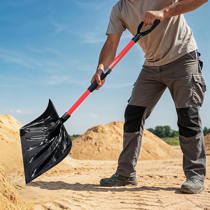 PLEXON Snow Shovel for Driveway, Snow Shovel for Car, Lightweight for Snow Removal, Home Garage, 47" Ergonomic, Plastic with D-Grip Handle