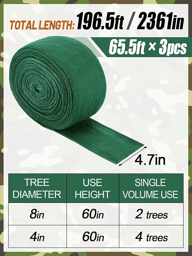 ANPHSIN 3pcs Breathable 3-Layer Tree Protector Wrap - Total 197ft Thicker Freezeproof Trunk Guard, Winter Plant Covers for Sapling Fruit Trees Keeping Warm & Moisturizing, Away from Deers