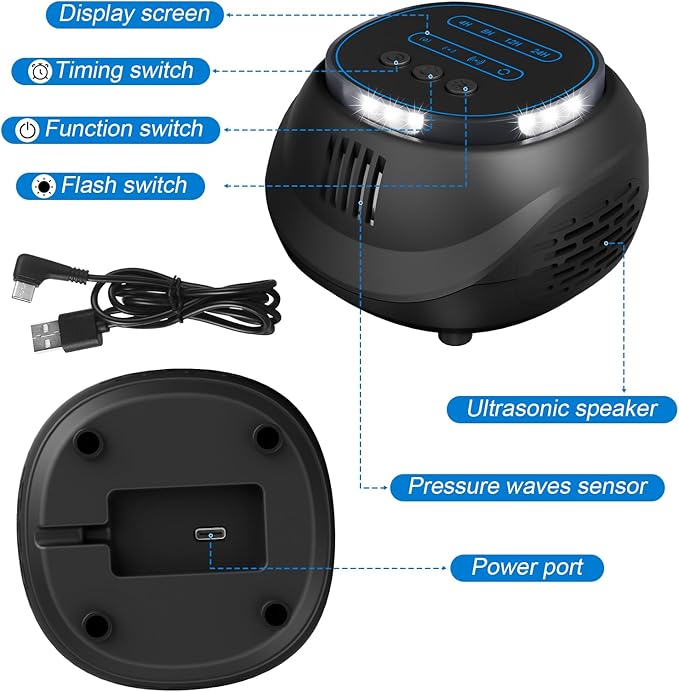 2025 Upgraded Mouse Repellent, Ultrasonic Pest Repeller-Chemical-Free, Multi-Mode Rodent Repellent with Timer Function, Indoor Insect Defense for Cockroaches, Mosquitoes, Insects, Rats, Spiders