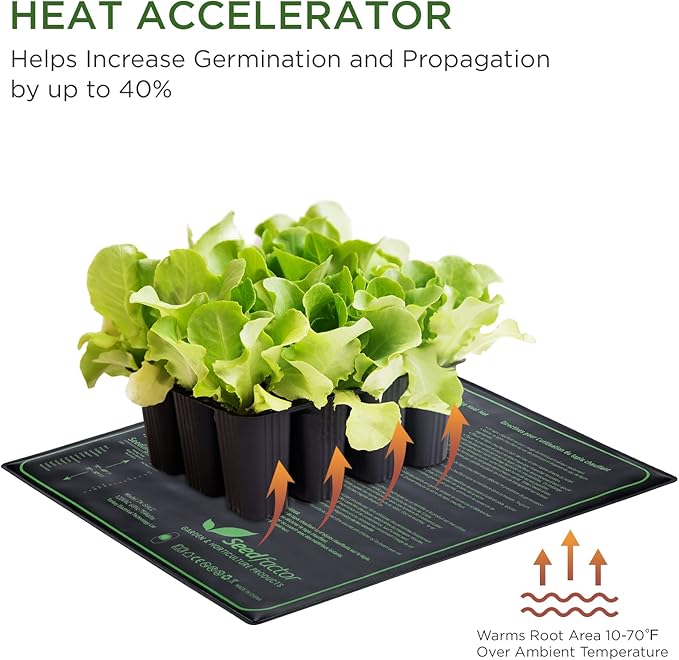 Seedfactor MET Certified Seedling Heat Mat, Adjustable Temperature, Waterproof, Durable Germination Station, Warm Hydroponic Heating Pad, Indoor Home Gardening, Medium Size