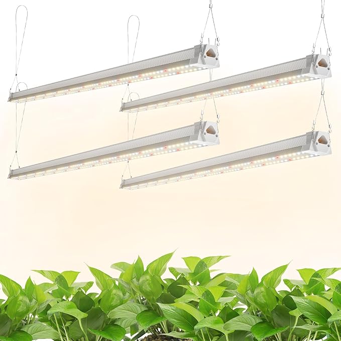 FREELICHT 4 Pack 4FT LED Grow Lights, 160W (4 x 40W,1080W Equivalent), Full Spectrum Sunlight Growing Lamp Fixture, Hanging Plant Light for Hydroponic Indoor Plants Seeding, Plug-in with On/Off Switch