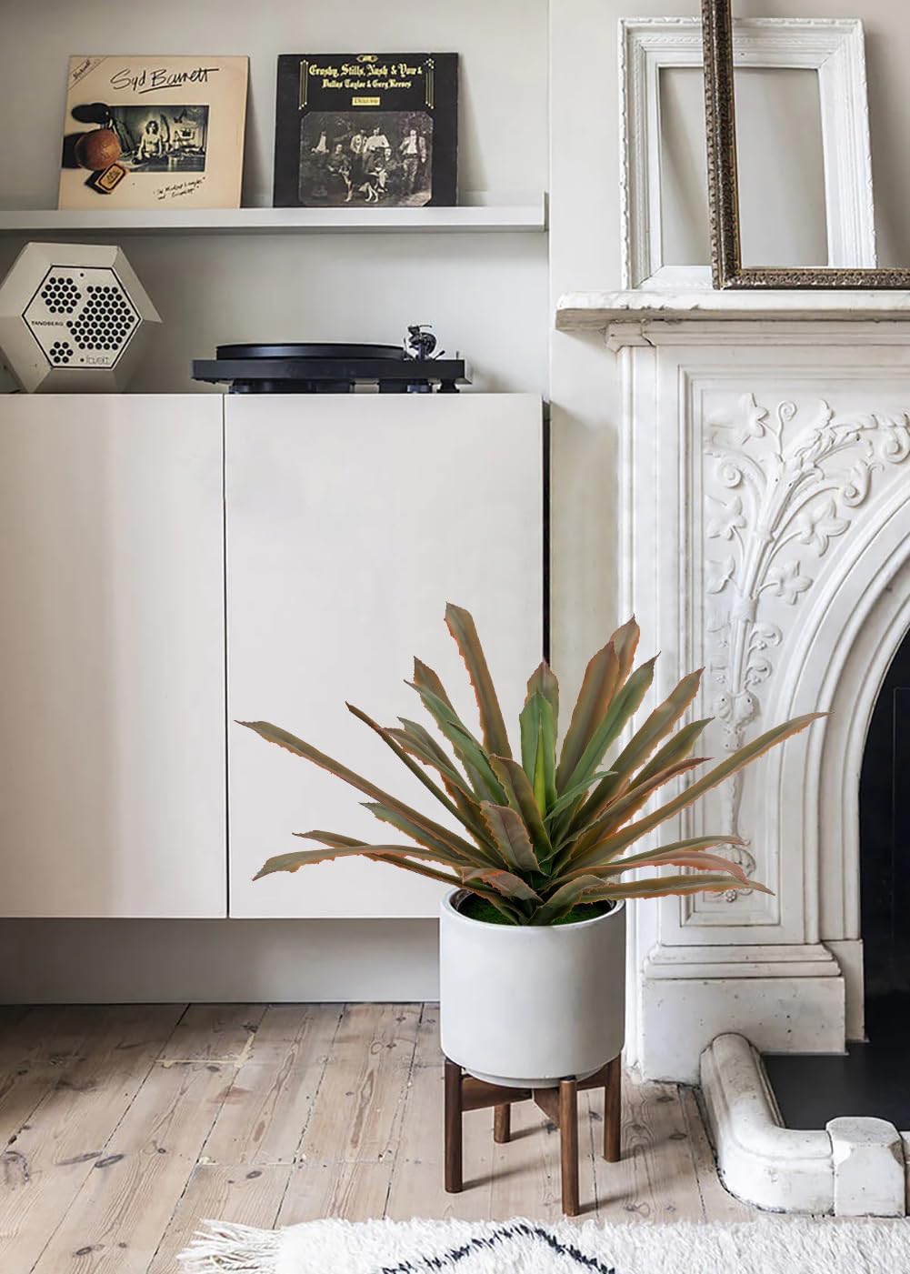 Briful Faux Plants Indoor 13 Inch Fake Potted Agave Plant Faux Tropical Plants for Home Office Porch Desktop Room Kitchen Decor Indoor Outdoor (Red)