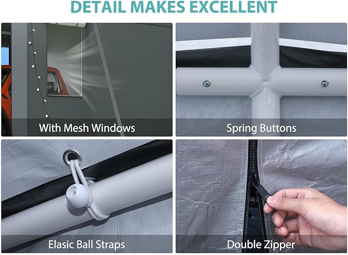 Carports 12X20 Heavy Duty，Car Port with 180G Removable Side Walls, Carport Canopy, Portable Car Port Garage, Car Shelter All Weather,Grey