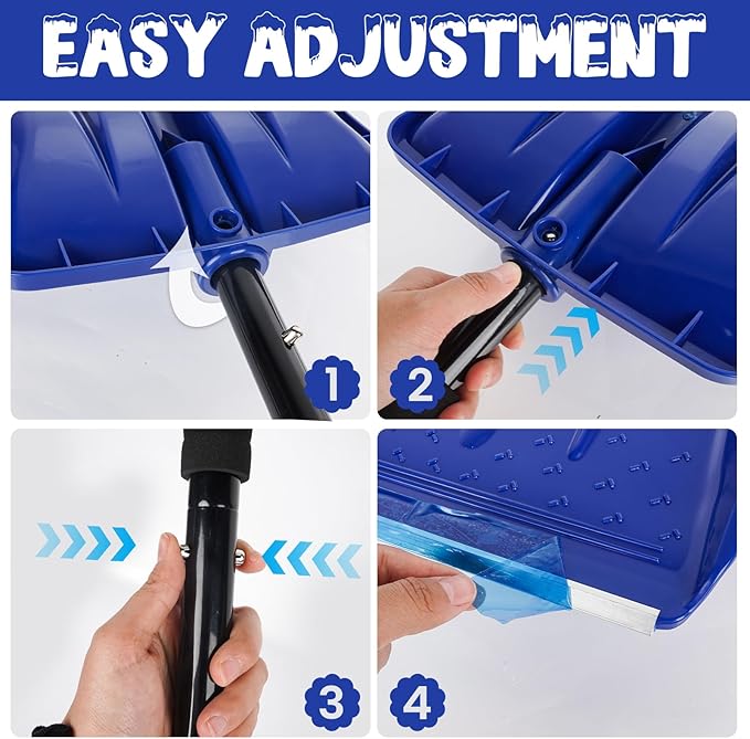 Snow Shovel，2025 Upgraded Lightweight Steel Handle Snow Removal Tool, Kids Snow Shovel, Suitable for Emergencies, Car Driveways, Gardens, Camping (Black