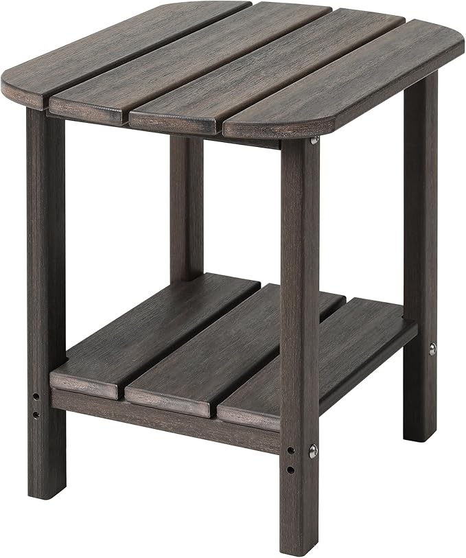 LZRS Double Adirondack Side Table, Outdoor Side Tables, End Tables for Patio, Backyard,Pool, Indoor Companion, Easy Maintenance & Weather Resistant(Brown Mixture)