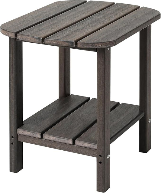 LZRS Double Adirondack Side Table, Outdoor Side Tables, End Tables for Patio, Backyard,Pool, Indoor Companion, Easy Maintenance & Weather Resistant(Brown Mixture)