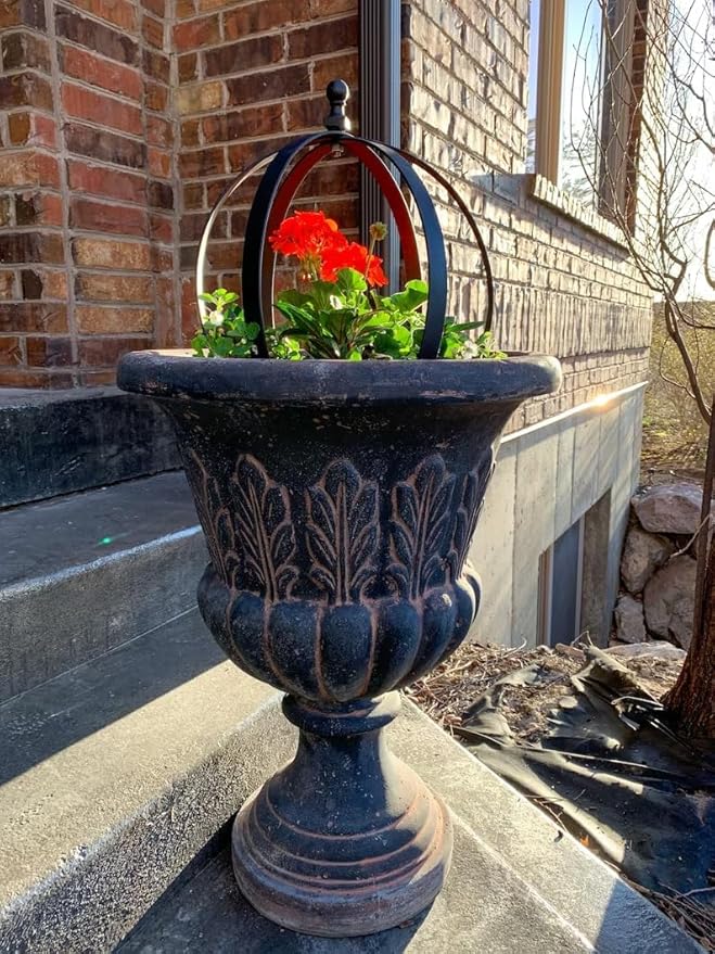 Metal Garden Obelisk Trellis 18"x22" - 2pcs, Large Round Black Plant Frame for Climbing Plants, Indoor/Outdoor Topiary Structure, Ideal for Potted Plant Decor - Outdoor Garden Decoration and Yard Gift