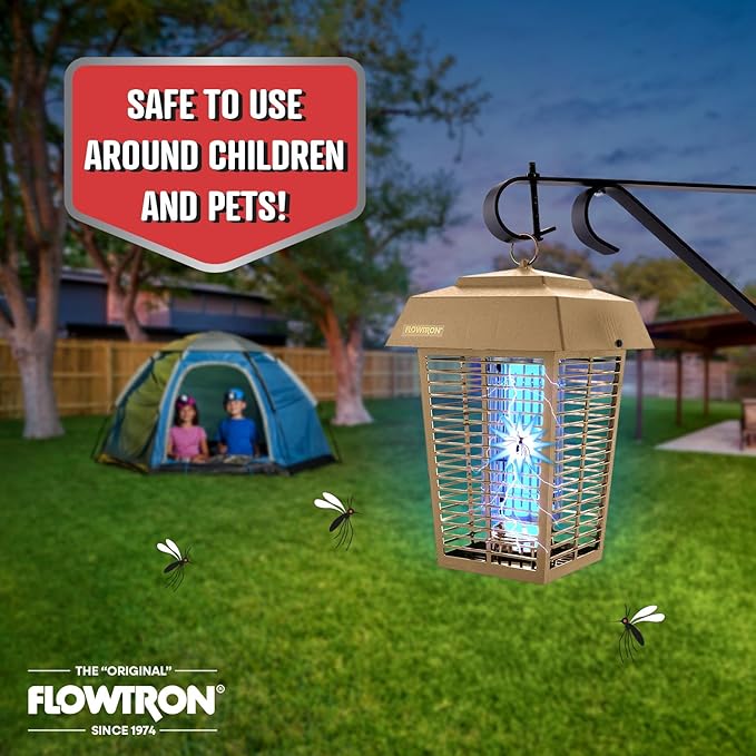 Flowtron Bug Zapper, 1 Acre of Outdoor Coverage with Powerful 40W Bulb & 5600V Instant Killing Grid, Electric Insect, Fly & Mosquito Zapper, Made in The USA - Tan Color