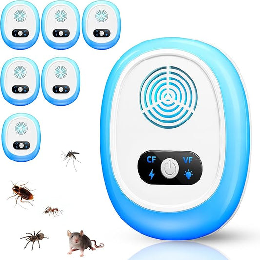 2025 Upgraded Ultrasonic Pest Control Repeller,6 Pack Mouse Rodent Repellent Ultrasonic Plug in Mouse Repellent Indoor for Spider Ant Bug Fly Roach Rat Mice Insect Deterrent,4 Mode Switching