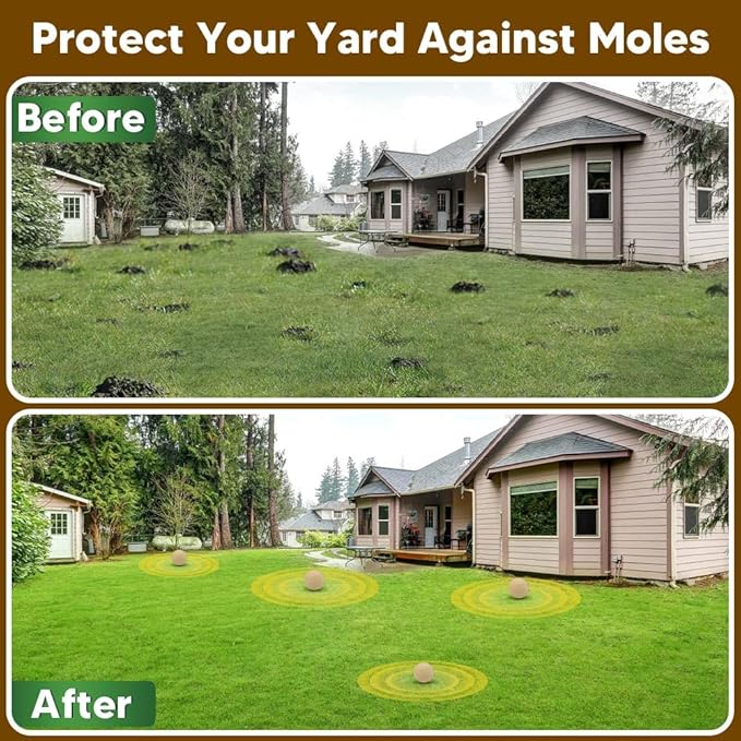 Mole Repellent, Gophers Repellent, Vole Repellant Outdoor, Armadillo Repellents Garden, Groundhog Repellant, Moles Deterrent for Lawn-10P