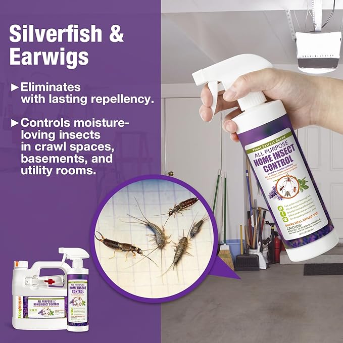 EcoVenger by EcoRaider All Purpose Insect Control 16 oz, Fleas, Fruit Flies, Gnats, Moths, Roaches, Spiders, Fast Kill, Lasting Prevention, Kill Eggs, Plant Extract Based & Non-Toxic, Child & Pet Safe