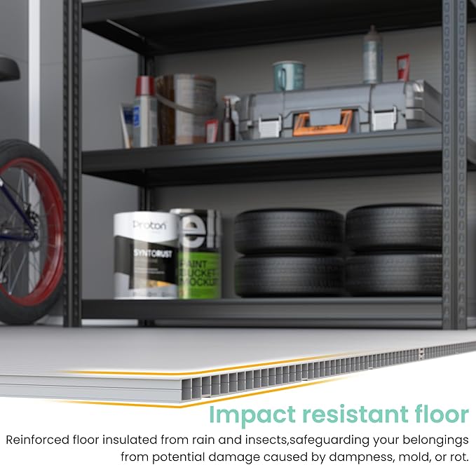 UDPATIO Outdoor Resin Storage Shed 6x4.5 FT, Plastic Garden Shed for Bike, Garbage Can, Tool, Outside Sheds with Lockable Door for Backyard, Patio, Lawn, Grey & White