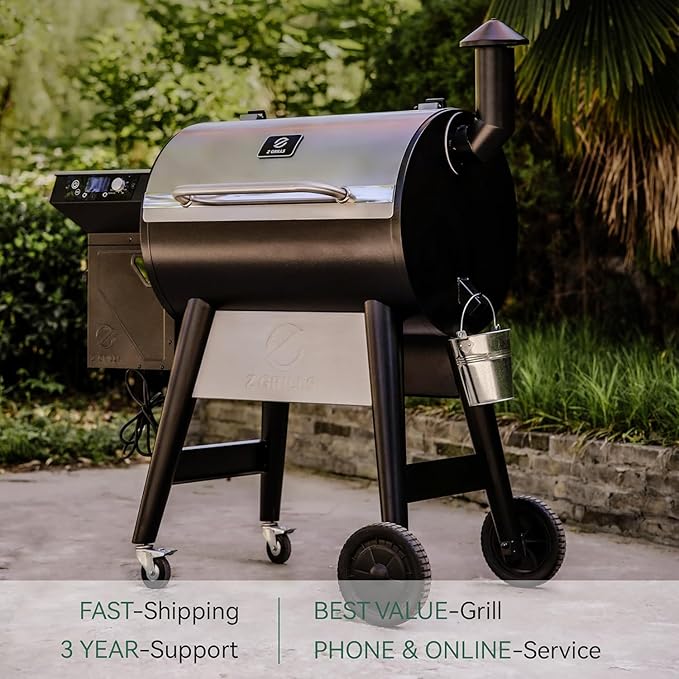 Z GRILLS Wood Pellet Grill & Smoker, 8-in-1 Outdoor BBQ Grill with PID 2.1 Controller, 697 sq in Cooking Area, 2 Meat Probes, LCD Screen, Rain Cover Included