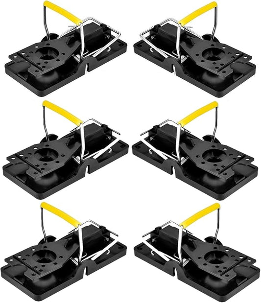 Bullseye - 6 Pack - Rat Traps - Indoor/Outdoor, Reusable, Easy Setup, Powerful Stainless Steel Spring, Tough ABS Body. Set Safely Without Getting Snapped. Great for Rats, Chipmunks & Other Rodents