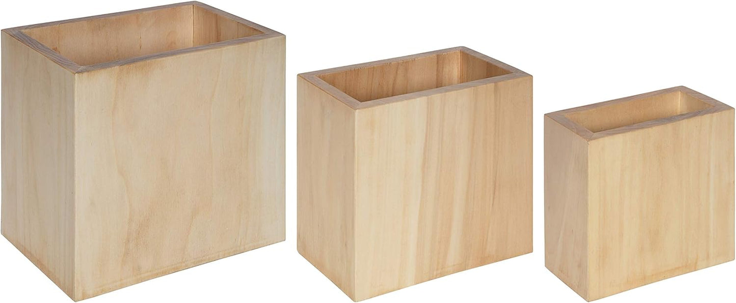 Kate and Laurel Domio Wall Hanging Planter Shelves, Set of 3, Natural Wood, Geometric Nesting Planter Collection