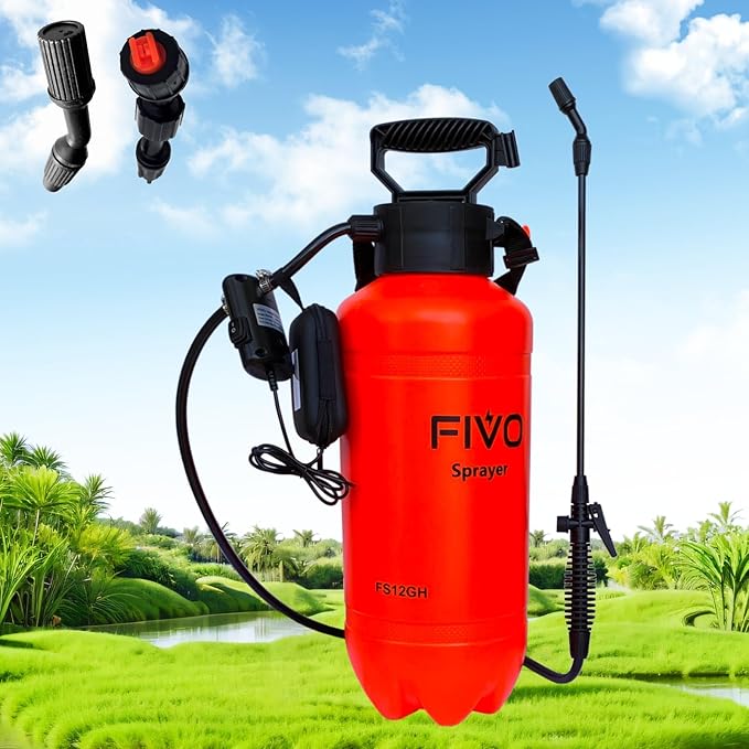 Battery Powered and Manual Sprayer (Dual Function) for Lawn, Garden and Agriculture with Rechargeable Lithium Ion Power Bank (5000 mAh) and Shoulder Strap (2 Gallon)