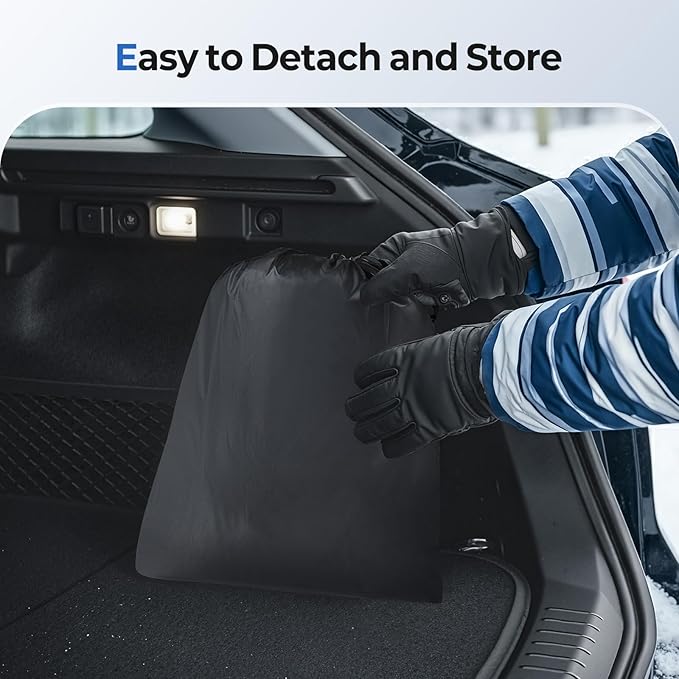 FLORICH Car Windshield Cover for Ice and Snow Heavy Duty Fabric with Side Mirror Cover,Standard Winter Frost Hail Protector for Most Car, Truck, SUV, Van and MPV (66x 47Inch)