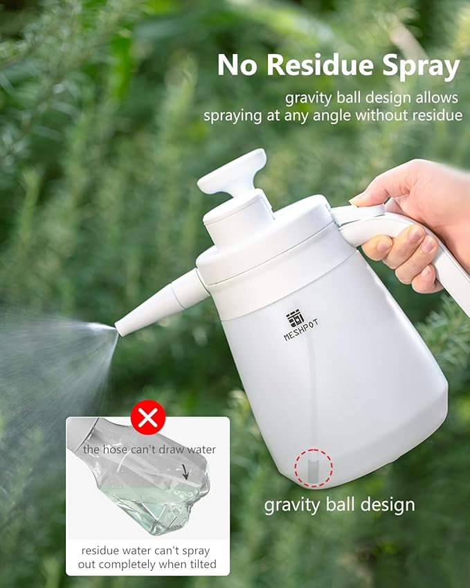 0.4 Gallon Garden Pump Sprayer, Easy to Fill with One Finger, 50 oz Small Water Sprayer Provide 3 Spraying Patterns, Handheld Weed Sprayer with Pressure Release Valve (1.5L White)