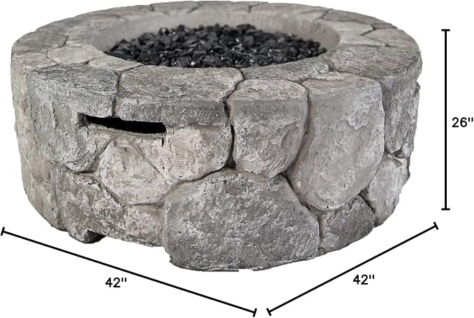 HF09501AA Edinburgh 40,000 BTU Propane FirePit Table for Patio and Deck Use, MGO Construction, Includes Crystal Glass Beads Protective Fabric Cover, 28 Inch x 9 Inch, Stonework Finish