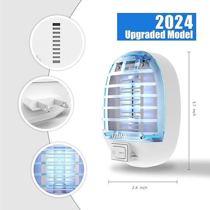 Bug Zapper Indoor, Mosquitoes Killer Mosquito Zapper, Electronic Fly Trap Insect Killer, with Blue Lights for Living Room, Home, Kitchen, Baby Room, Office(2 Packs)