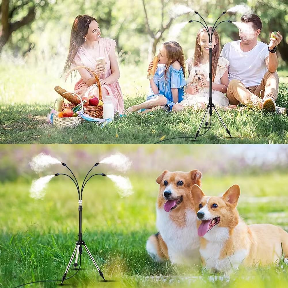 Standing Misters for Outside Outdoor Patio, 3 Adjustable Height,26.2FT Stand Misting System for Cooling Outdoor, Portable Stand Mister for Water Mist Playing, Patio Cooling, Backyard, Porch