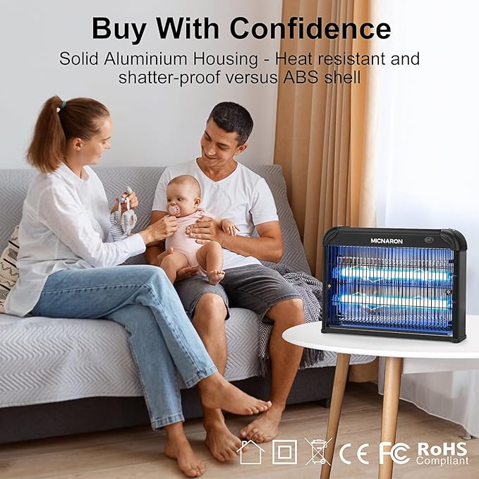 Upgraded Indoor Bug Zapper, 3800V Powerful Electric Indoor Insect Killer - 2 Extra Replacement Bulbs, Fruit Fly Trap Bug Mosquito Killer Lamp