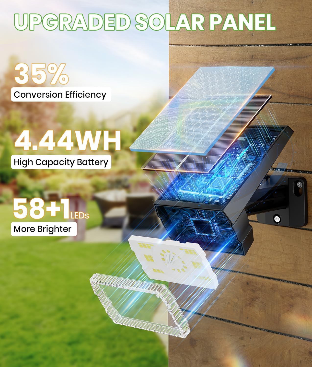 Solar Spot Lights Outdoor, 58 LED 8 Color Modes Solar Lights Outdoor, Multicolor RGB Flood Light Waterproof IP67, 2-in-1 Wall Light for Tree Garden Pathway (Multicolor, 2 Pack)