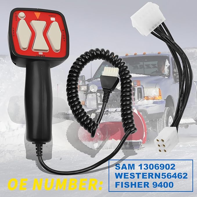 Snowplow Handheld Controller Fit for Western 56462 | SAM 1306902 | Fisher 9400, Straight Blade Plows, 6 Pin Plug Hand Held Controller
