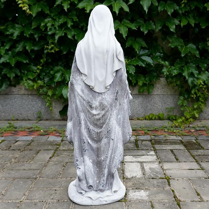 Outdoor Virgin Mary Statue, Garden Blessed Mother Religious Statue, Garden Sculptures for Patio Decorations Home Yard Hallway, Blue